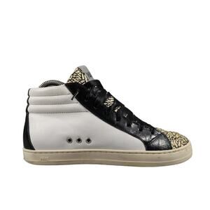 P448 Shoes Womens 37 Sneakers Skate High Top Leather Grid Motif Fashion Side Zip